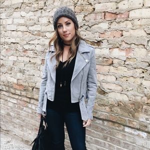 BlankNYC suede moto jacket - grey